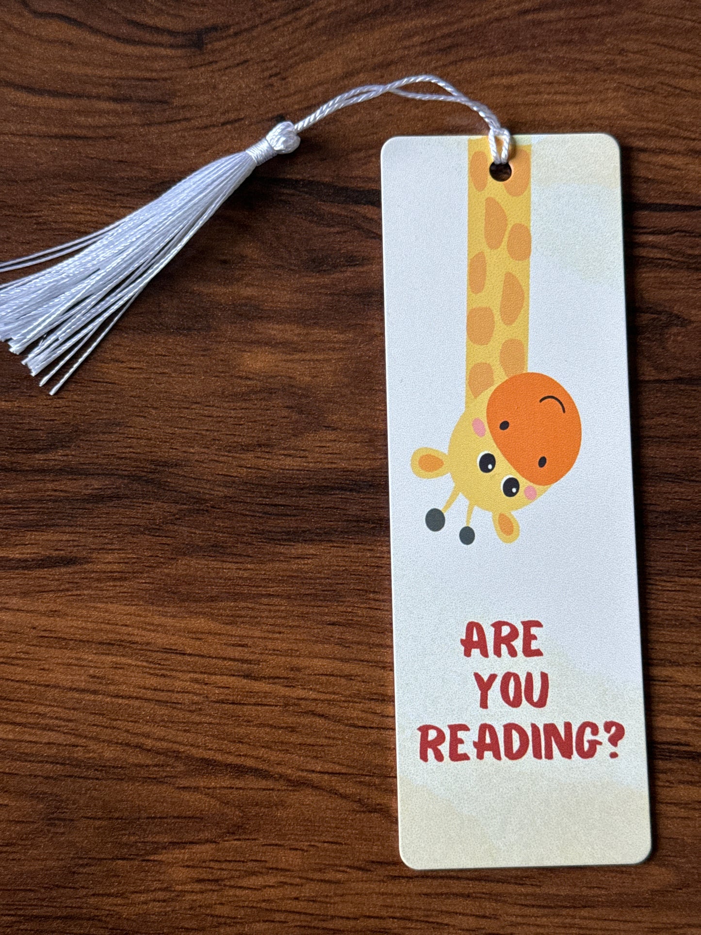 Cute Giraffe “Are You Reading?” Metal Bookmark