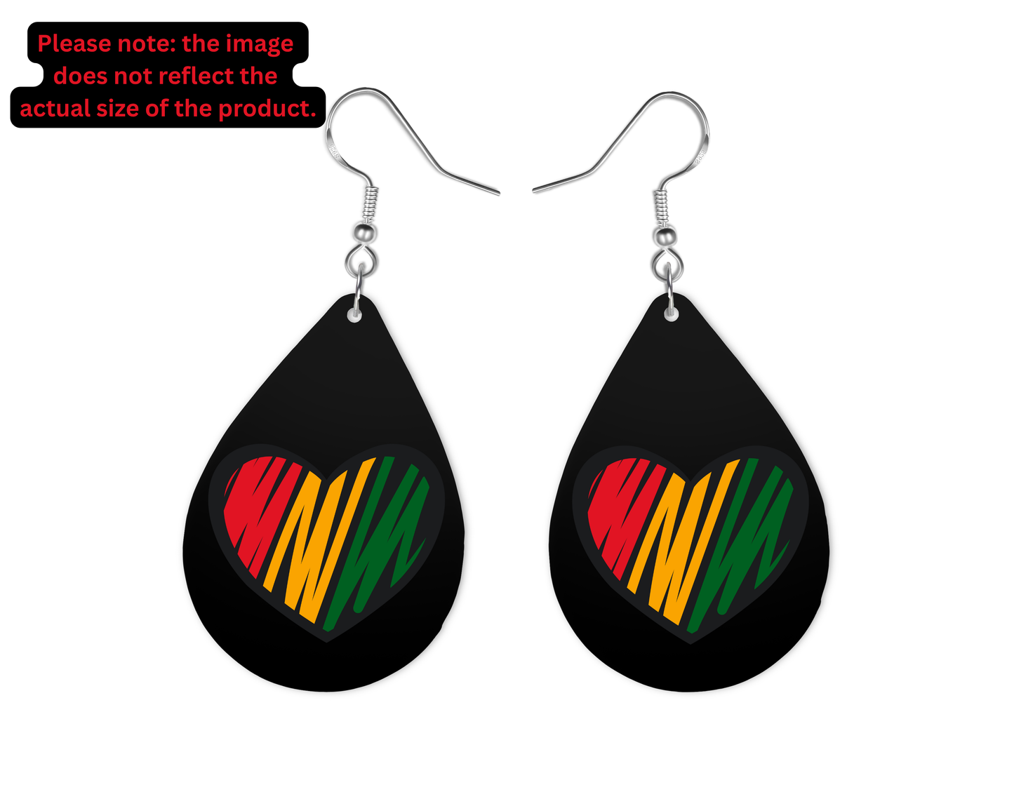 Black Juneteenth Heart Teardrop Earrings