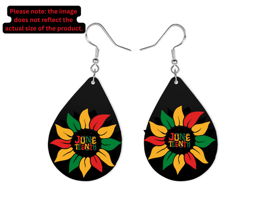 Flower Juneteenth Teardrop Earrings