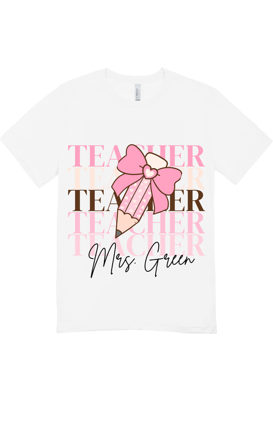 Teacher with name Short Sleeve T-Shirts